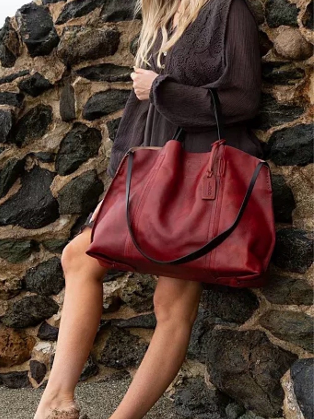 Old Trend Modern Vintage Rusty Red Forest Island Tote w/ 2 snap ins and dust cov